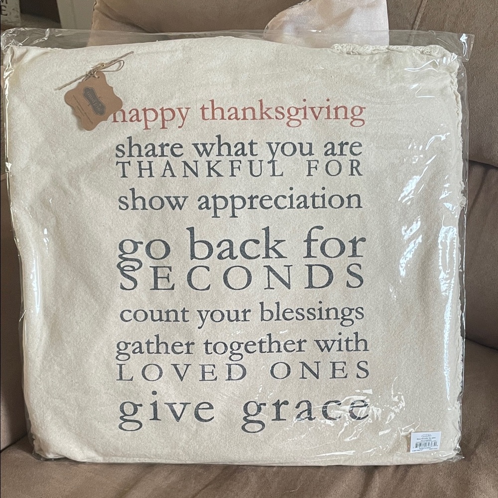 Mud Pie Cream Thanksgiving Decorative Pillow with Script